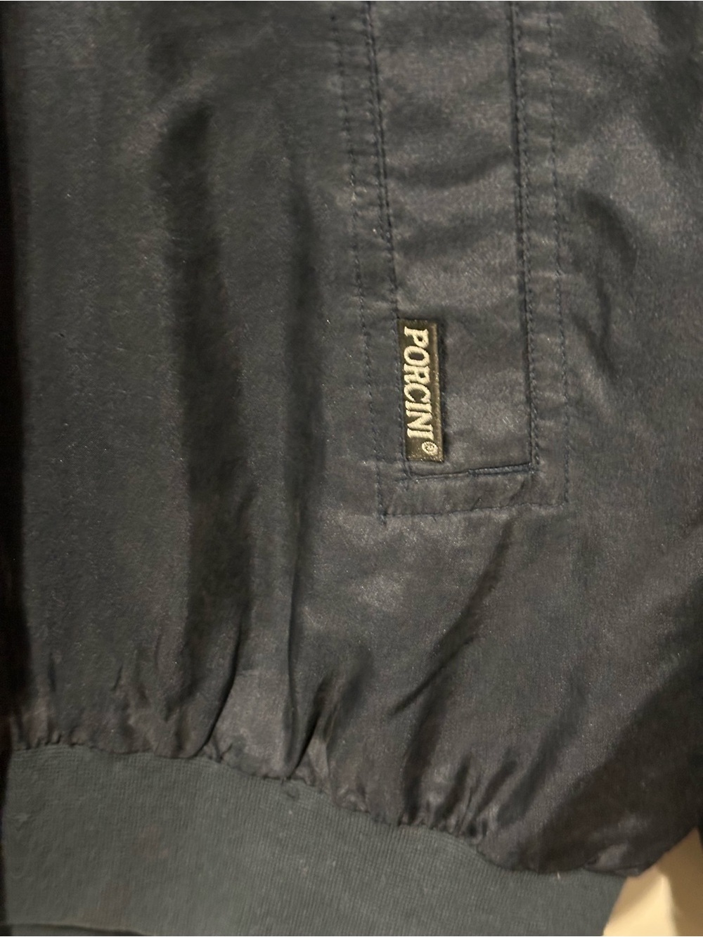 Porcini Silk Bomber Jacket Women’s Size S Navy Blue Full Zip 100% Silk - Picture 4 of 5